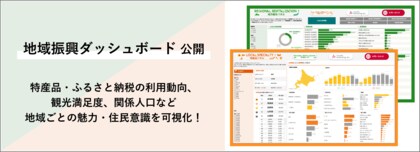 特産品やふるさと納税、観光満足度、関係人口などの調査データから地域ごとの魅力と住民意識が分かる「地域振興ダッシュボード」を無料公開