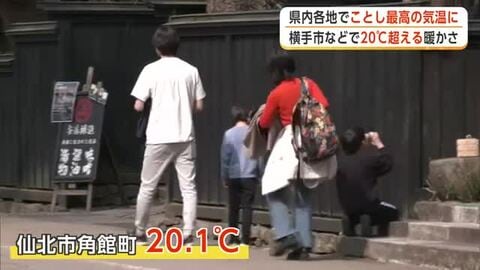 横手市で21.4度、各地でことし一番の暖かさ　半袖姿で歩く人も　空気が乾燥、火の取り扱いに注意　秋田