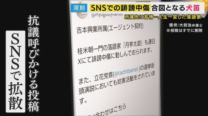 抗議を呼びかけるSNS投稿