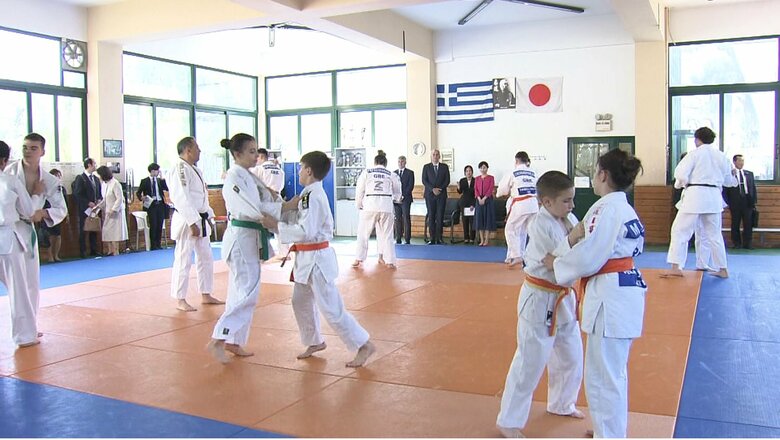 柔道教室で選手と交流　5月28日
