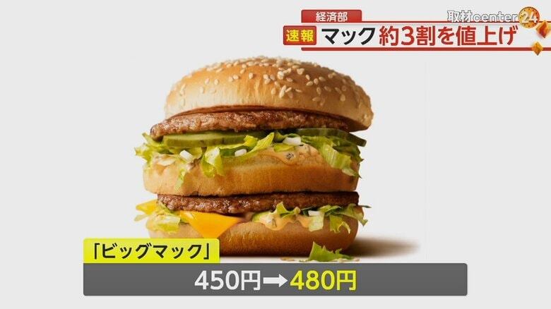 税込み450円から480円に値上がりした「ビッグマック」
