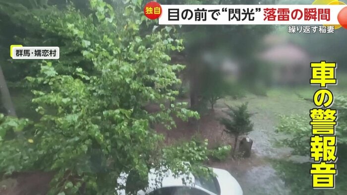 落雷で作動してしまった車の警報(FNN投稿サイト「ビデオPost」)(提供:モーリー)