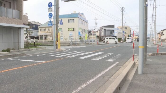 男子児童がはねられた現場（鳥取市）