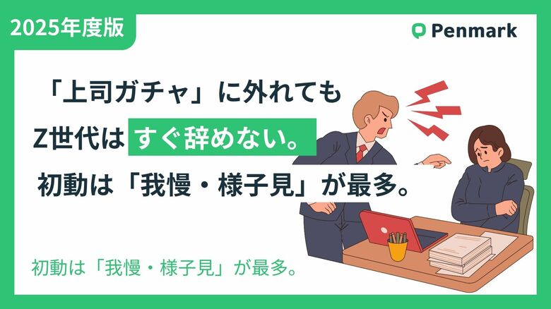 【Z世代若手社員の意識調査】「上司ガチャ」に外れても、Z世代はすぐ辞めない。初動は「我慢・様子見」が最多。