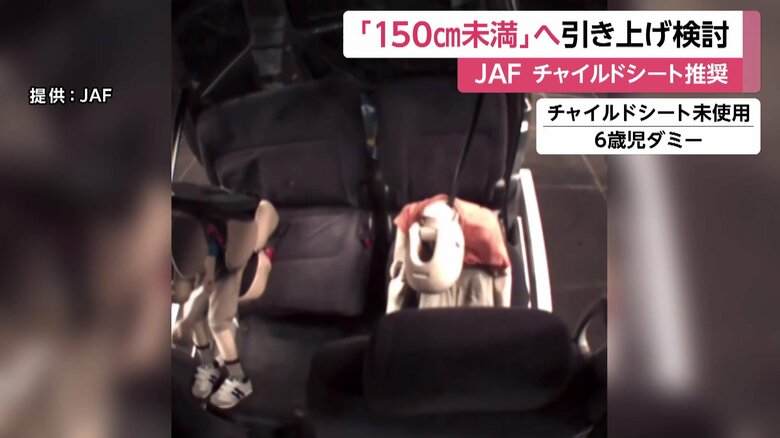 子どもがシートベルトを使用すると首や腹部にひっかかる危険な場合も