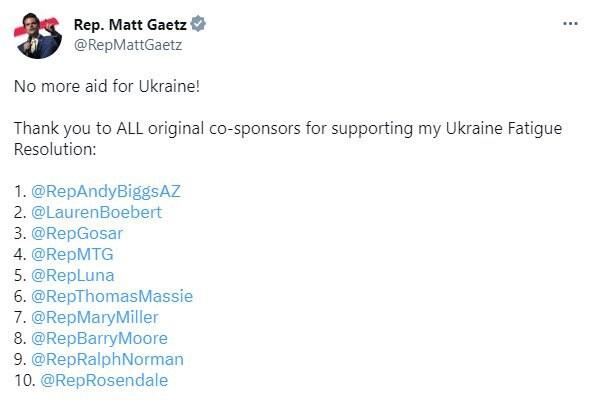 共和党・ゲイツ議員は「バイデンがアメリカを捨ててウクライナに行くのは驚かない」とした上で支援見直しを主張