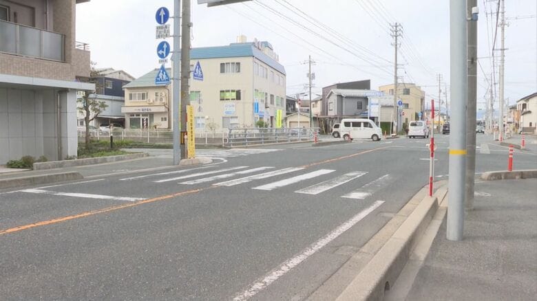 男子児童がはねられた現場（鳥取市）