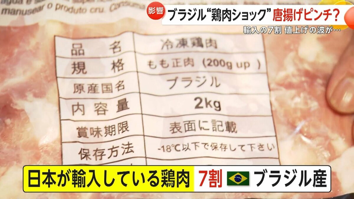 安くておいしい」唐揚げピンチ！輸入の7割占めるブラジルが鶏肉輸出を
