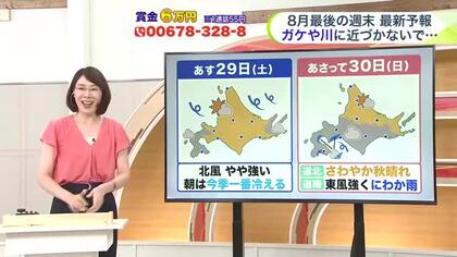 北海道【菅井さんの天気予報 28日(金)】真夜中の嵐の原因は…平年よりも暖かい海と上空の寒気！8月最後の週末は9月先取り＿朝晩は1桁気温も