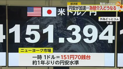 1ドル151円台“円安加速”　神田財務官“為替介入含めスタンバイ”市場へのけん制強める　円相場の行方は“アメリカの金利”次第か