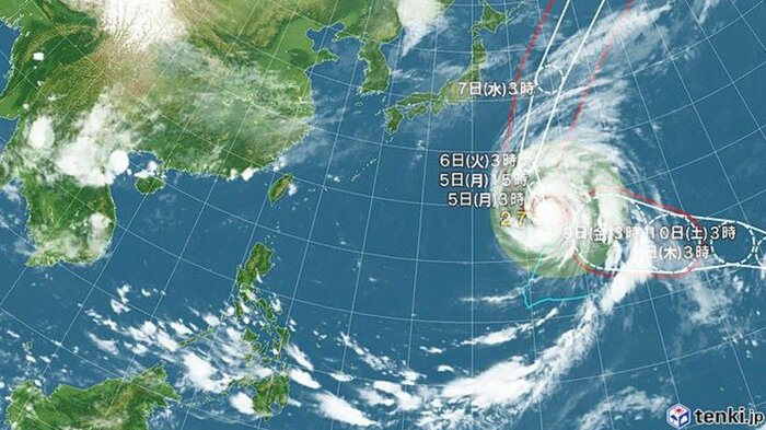 台風27号の進路予想図　日本気象協会 tenki.jpより
