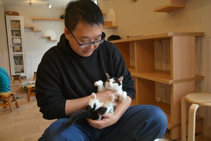 「保護猫カフェねこかつ」代表の梅田達也さん