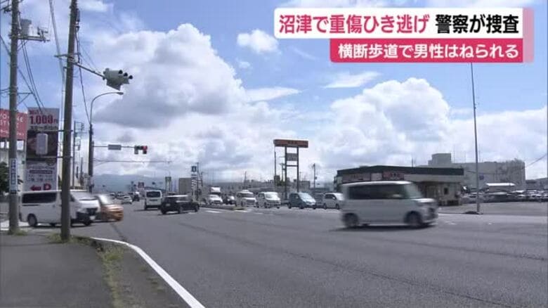 逃走したのは白っぽい軽自動車か　沼津で重傷ひき逃げ事件　警察が捜査　横断歩道で男性はねられる｜FNNプライムオンライン