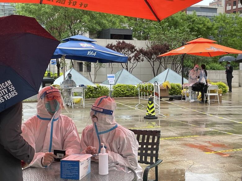 北京では至る所でPCR検査が行われている（4月27日撮影）