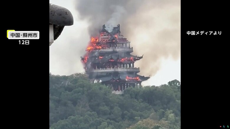 炎に包まれる歴史的建造物である永慶寺