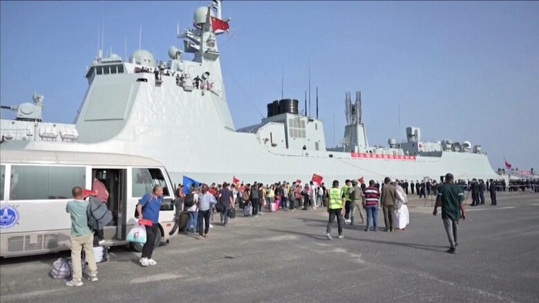 スーダンから退避する中国人（ポートスーダン・4月26日)