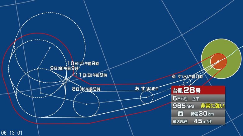 台風28号の進路予想図