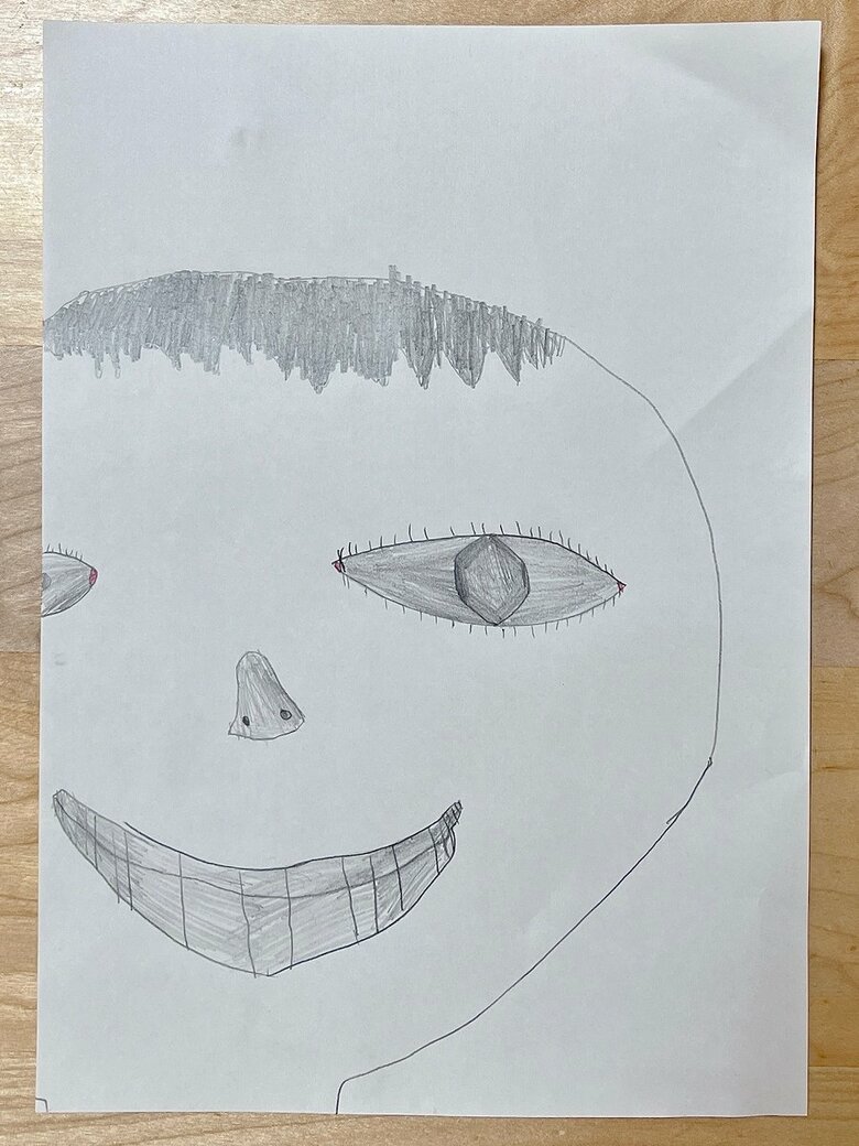 5歳「ママの事いつも見てるから」と話しながら描いた絵（提供：Pekepomさん）