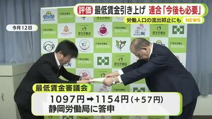 最低賃金を過去2番目の引き上げ　連合静岡「意義ある審議結果で今後も必要」　神奈川や愛知への労働人口の流出抑止にも