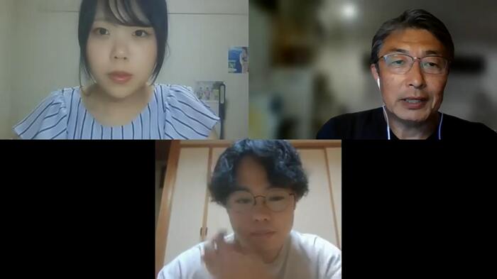関西学院大学の尾上瑠菜さん(左上)と三重大学の細谷柊太さん(下)