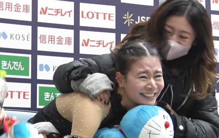 「現在の順位は1位です」というアナウンスで喜びを爆発（西日本選手権）