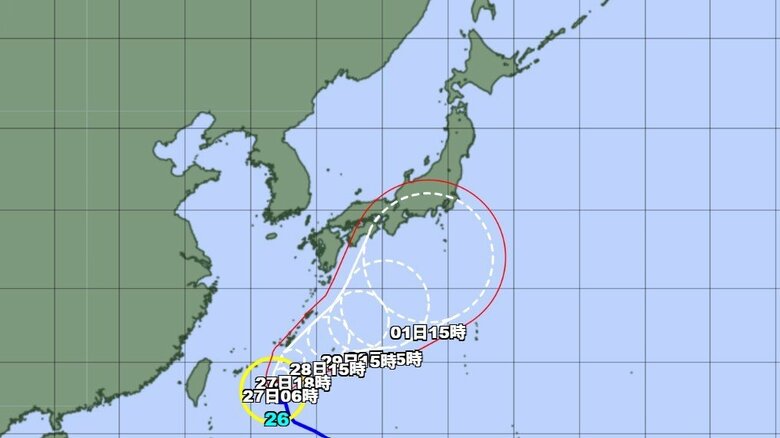 【台風情報】台風26号の進路予想 沖縄に接近後は本州の南を進む可能性 本州付近では雨の降る日が多くなる予想|FNNプライムオンライン