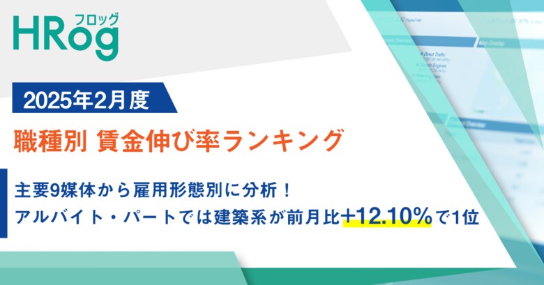 求人サイト主要9媒体から雇用形態別に分析！アルバイトでは建設系が前月比+12.10％で1位【2025年2月度 職種別 賃金伸び率ランキング】
