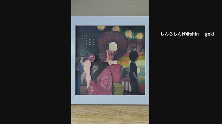 イラストの少女が振り向く様子①