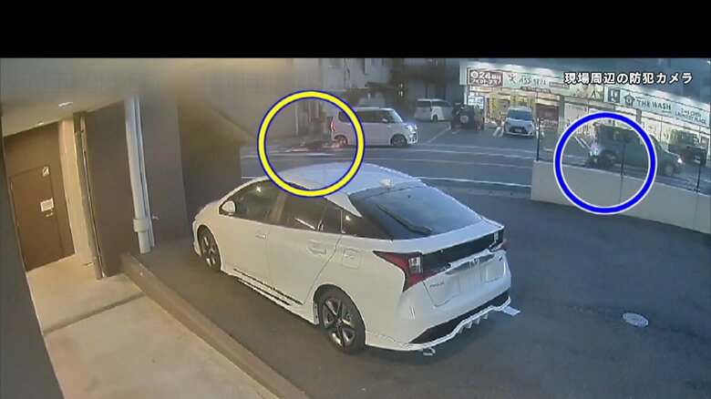 追突されて吹き飛ぶ2台のバイク