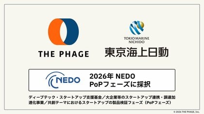 THE PHAGE、NEDO PoPフェーズに採択。東京海上日動火災保険株式会社との共創で生体情報×AIヘルスケアの社会実装を加速