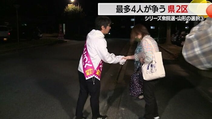 商業施設前などで政党色を押し出す