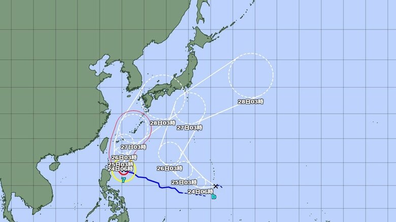 台風7号に関する気象庁の気象解説情報　25～27日頃にかけ沖縄地方に接近見込み　暴風や警報級の大雨に注意｜FNNプライムオンライン