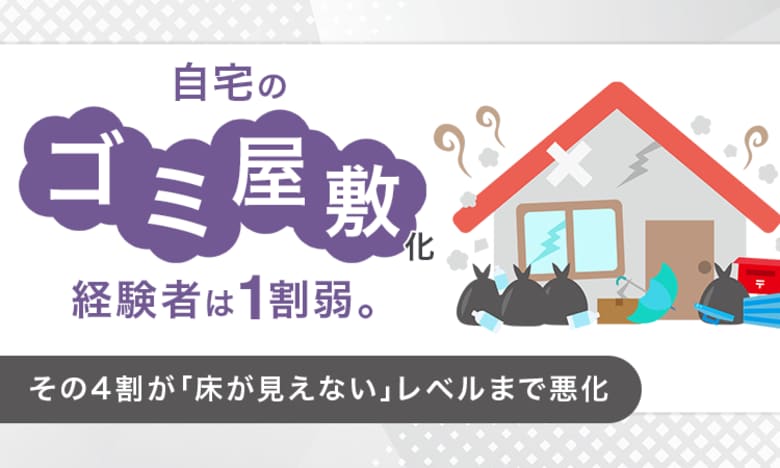 自宅のゴミ屋敷化、経験者は1割弱。その4割が「床が見えない」レベルまで悪化
