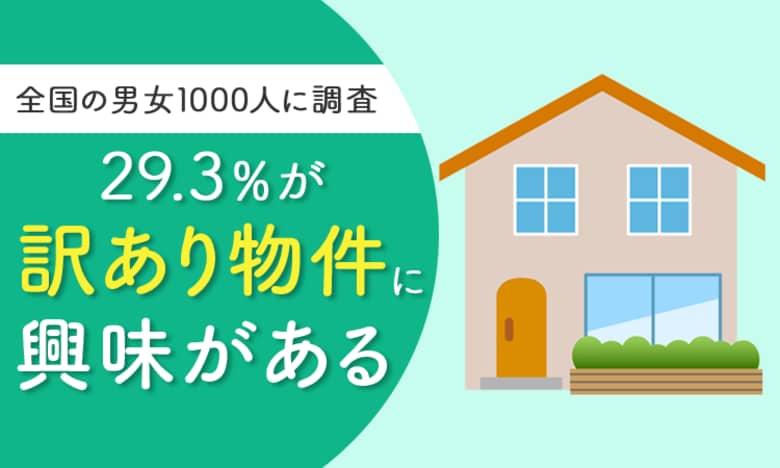 【全国の男女1000人に調査】29.3%が、訳あり物件に「興味がある」