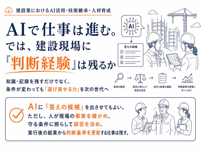 AIで仕事は進む。では、建設現場に「判断経験」は残るか。