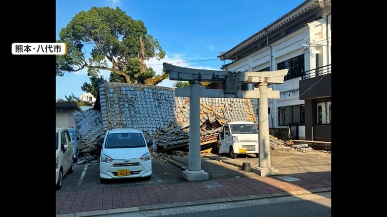 八代市で倒壊した神社