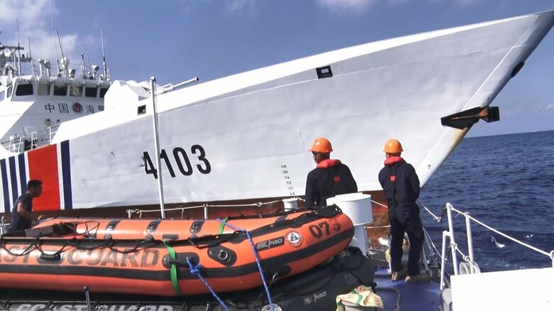 接触直後の様子　４の数字の左上二箇所にキズを確認した