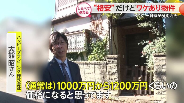 近隣の不動産の販売相場は1000万円～1200万円
