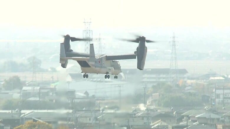 佐賀・吉野ヶ里町の上空などで1機のオスプレイが訓練飛行（2023年11月29日）