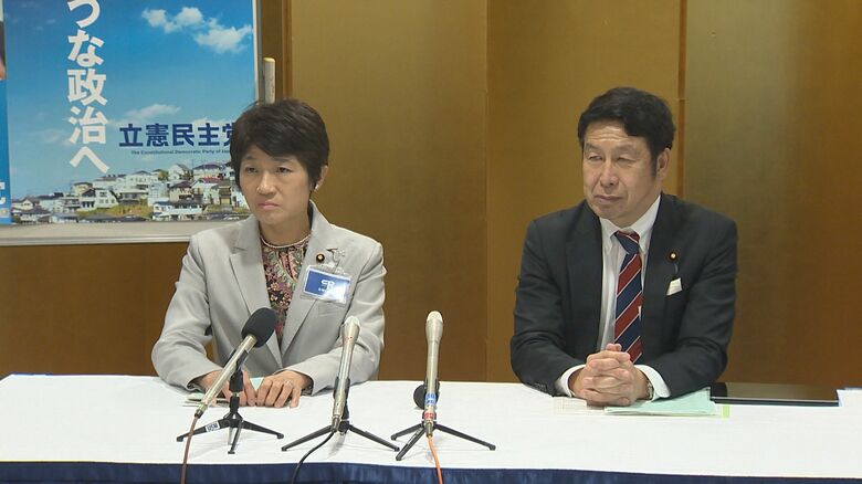 (左)西村県連代表　(右)米山隆一県連幹事長
