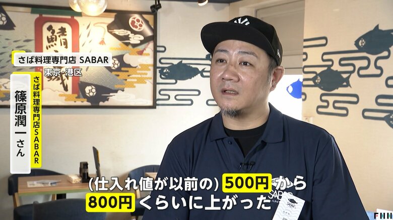 仕入れ値が「500円から800円くらいに上がった」と話すSABARの篠原さん