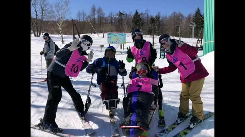 スキーに行った時の記念写真