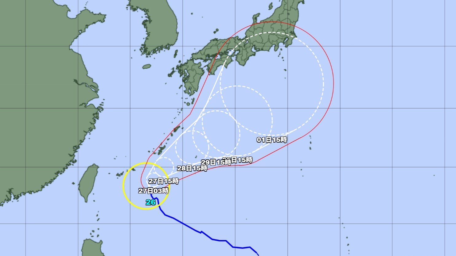 【台風情報】台風26号今後の進路予想　強い勢力で接近へ　29日ごろ南西諸島に最接近か　高波や暴風に警戒