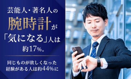 芸能人・著名人の腕時計が「気になる」人は約17％。同じものが欲しくなった経験がある人は約44％に
