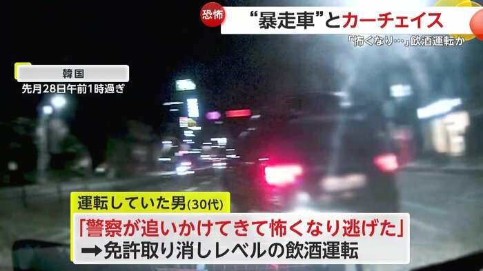 猛スピードで危険な車線変更を行うSUV（映像提供：京畿南部警察庁）