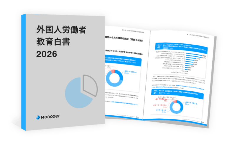 雇用企業1,067名・就労支援機関111名の大規模調査で浮き彫りになる「外国人労働者教育」の構造的課題。IDEATECH、モノグサ発行「外国人労働者教育白書 2026」を支援