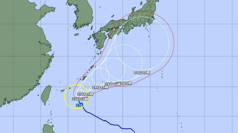 【台風情報】台風26号今後の進路予想　強い勢力で接近へ　29日ごろ南西諸島に最接近か　高波や暴風に警戒｜FNNプライムオンライン