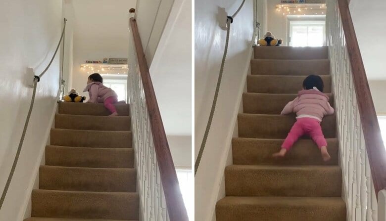 「これが令和ベビーの降り方だ」階段をスイスイ滑り降りる1歳児に爆笑…いつものことなのか母親に聞いた