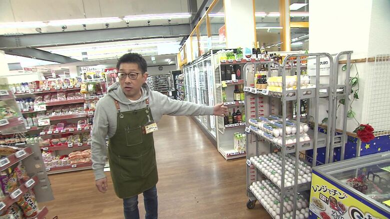 卵コーナーを紹介する高西邦明社長