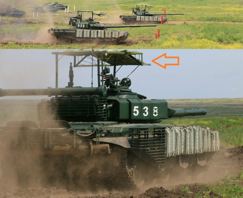 "日傘"付きT-72B3戦車(ロシア国防省公式HPより)